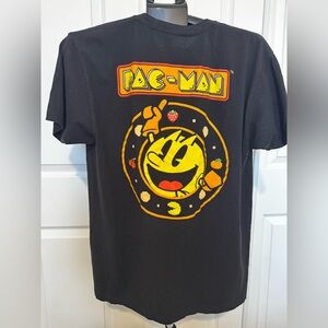Pac-Man Black Graphic Tee - Yellow & Red Game Logo